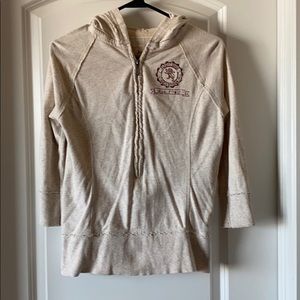 Heathers oatmeal 3/4 sleeve, 1/4 zip hoody